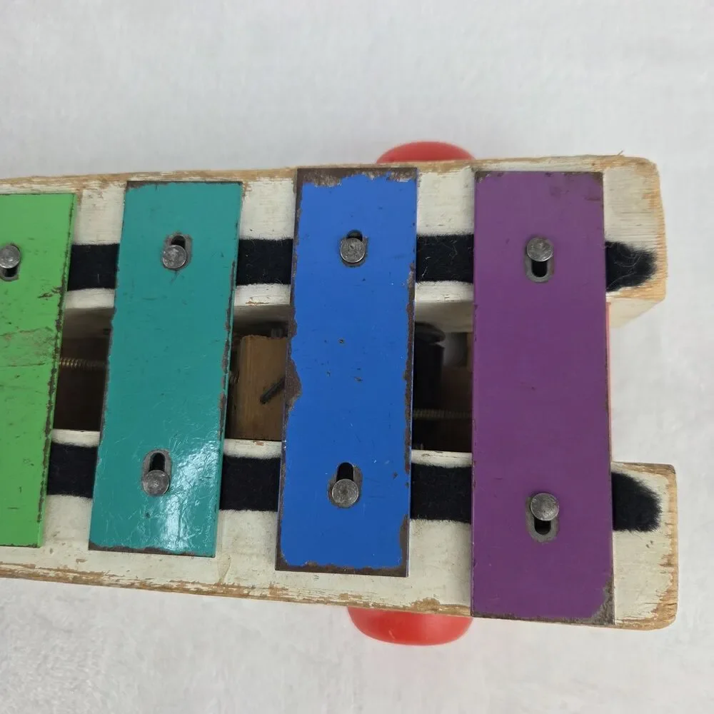 Vintage 1978 Fisher-Price No 870 Musical Xylophone Pull-a-Tune Toy W/ Mallet USA